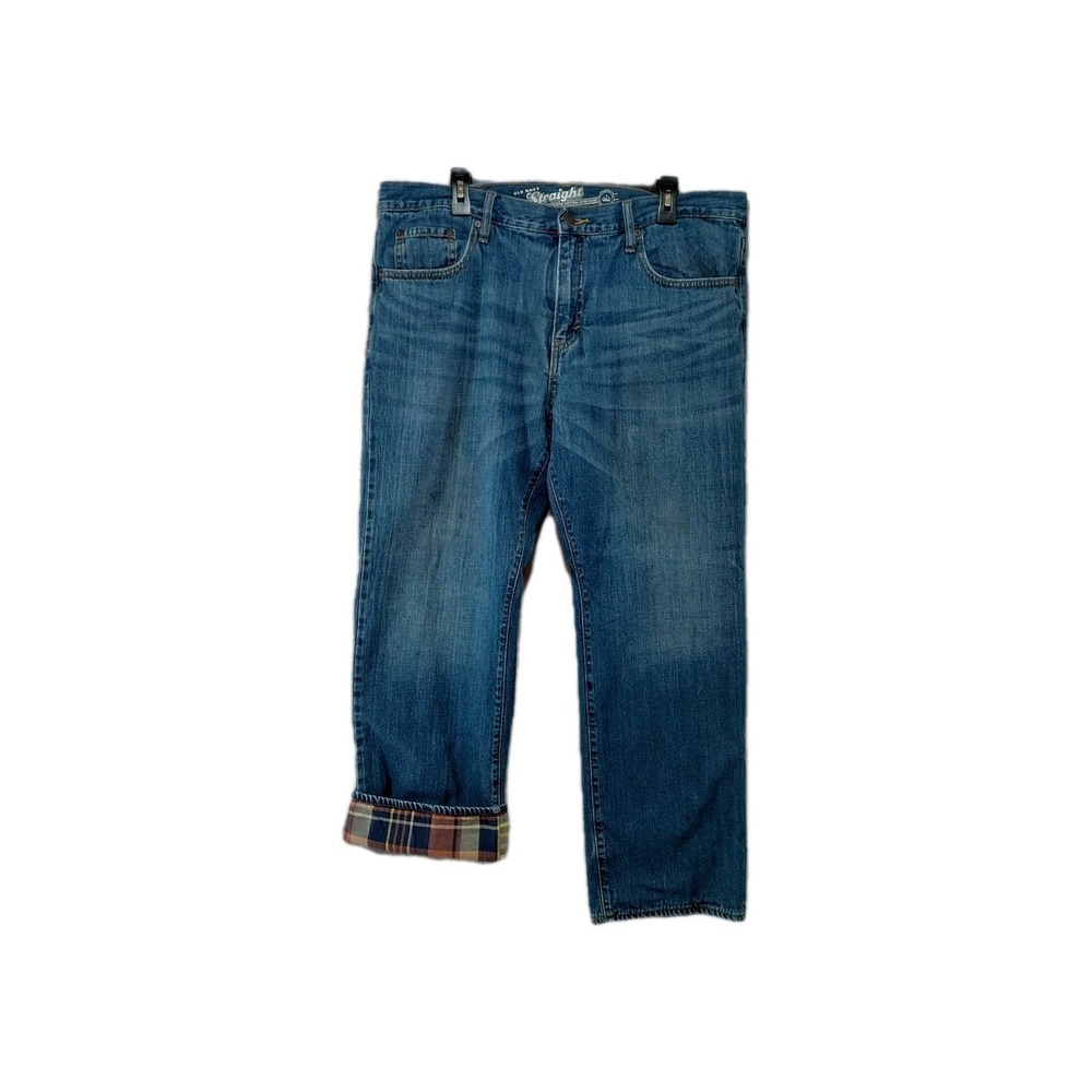 Old Navy Flannel Lined Straight Leg Jeans Men's 38x30 Plaid Flannel